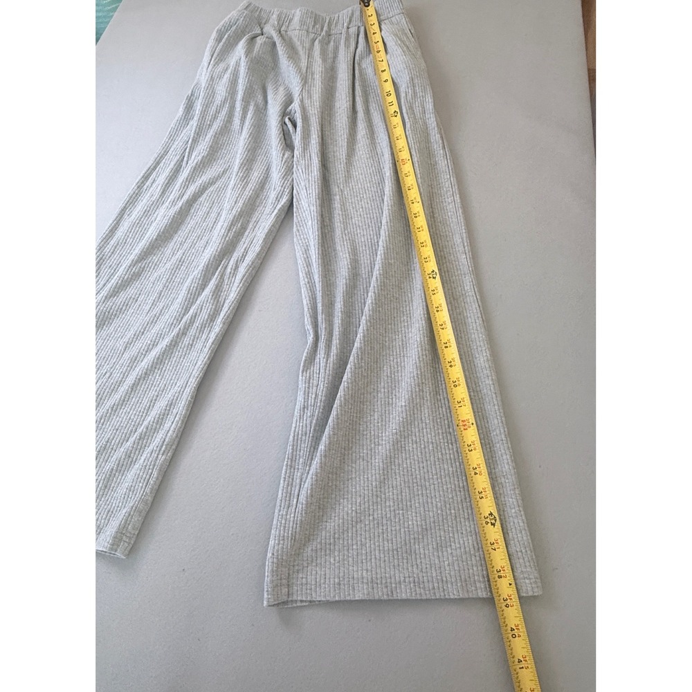 Bohme Ribbed Knit Wide Leg Lounge Pants Heather Gray Small - Picture 3 of 6